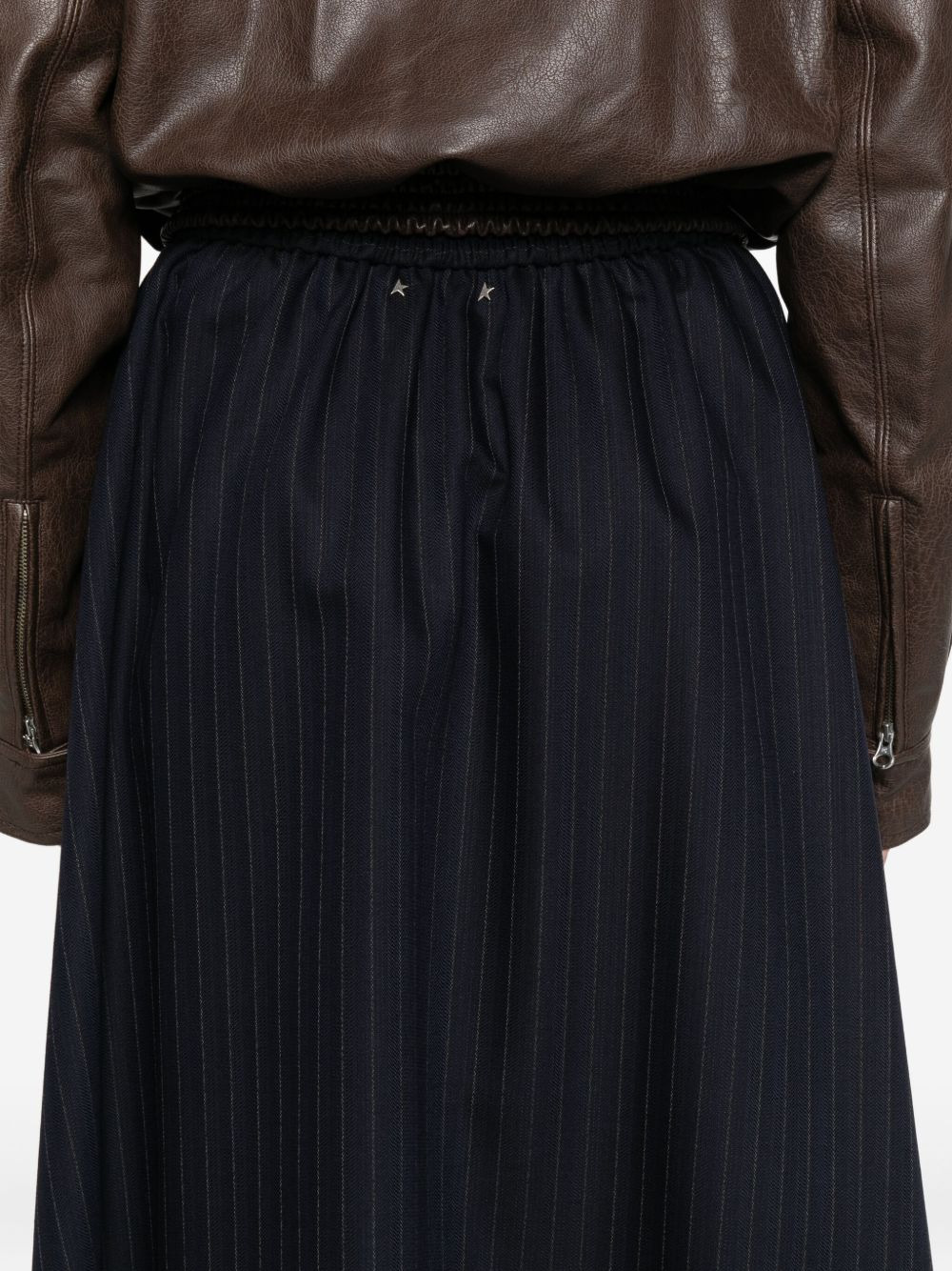 pinstripe button-detailing midi A-line skirt - 5