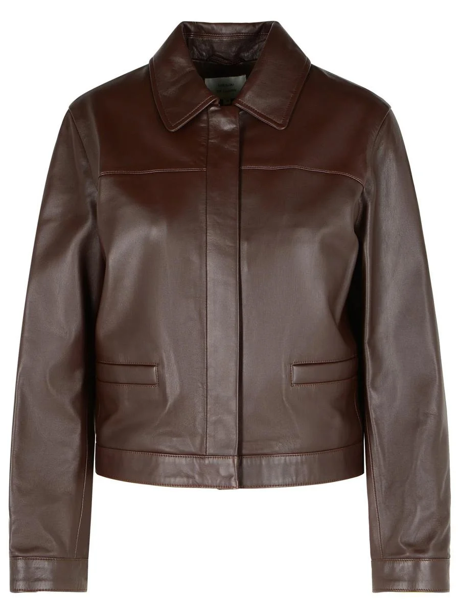 Loulou De Saison 'Ascot' Brown Leather Jacket - 1