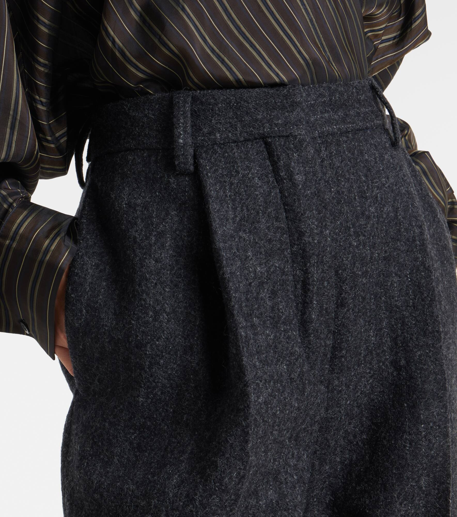 Pinstriped wool wide-leg pants - 4