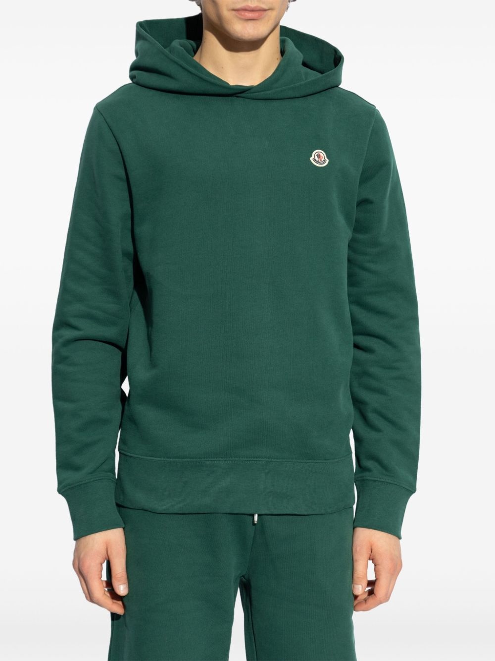 logo-patch cotton hoodie - 3
