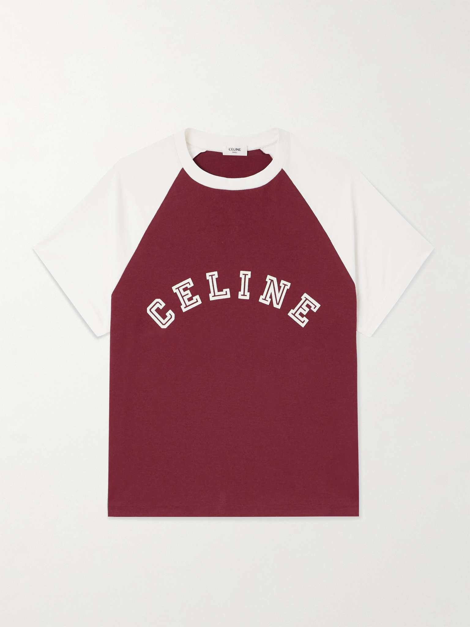 CELINE Logo Flocked Two Tone Cotton Jersey T Shirt mrporter REVERSIBLE