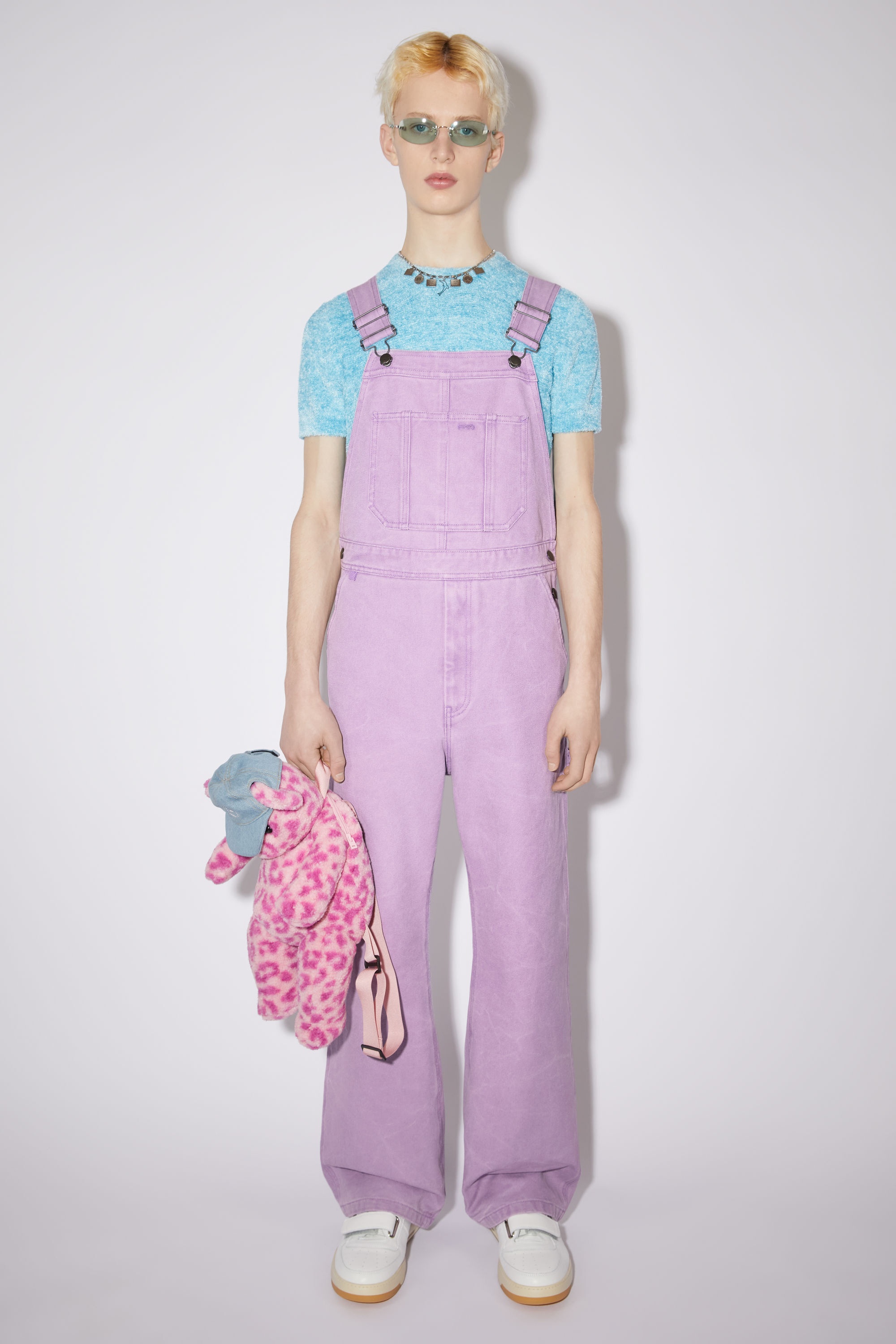 Regular fit canvas dungarees - Smoky Purple - 2