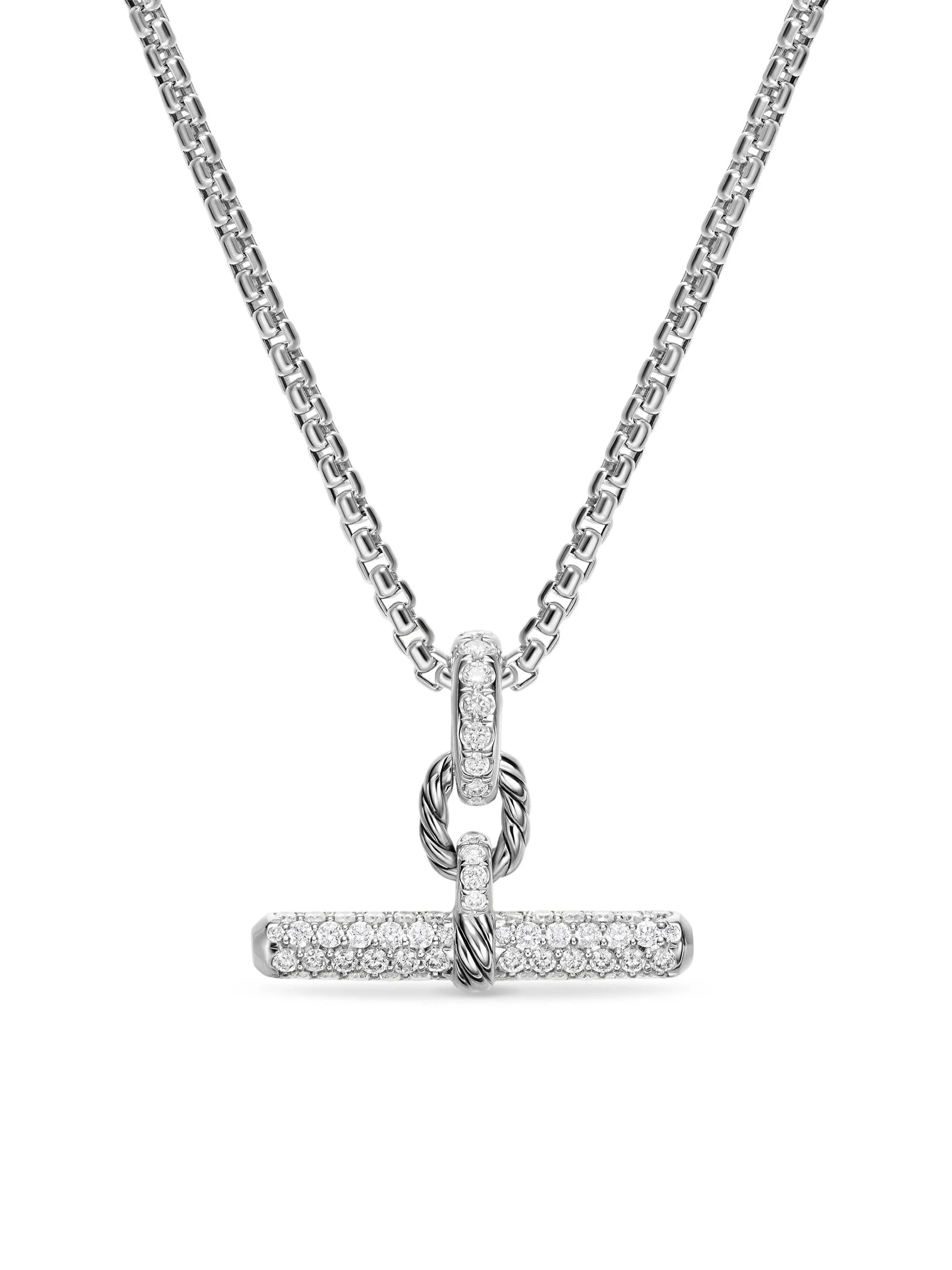 Women's DY Madison Toggle Pendant in Sterling Silver with Diamonds, 20.2MM - Diamond - 1