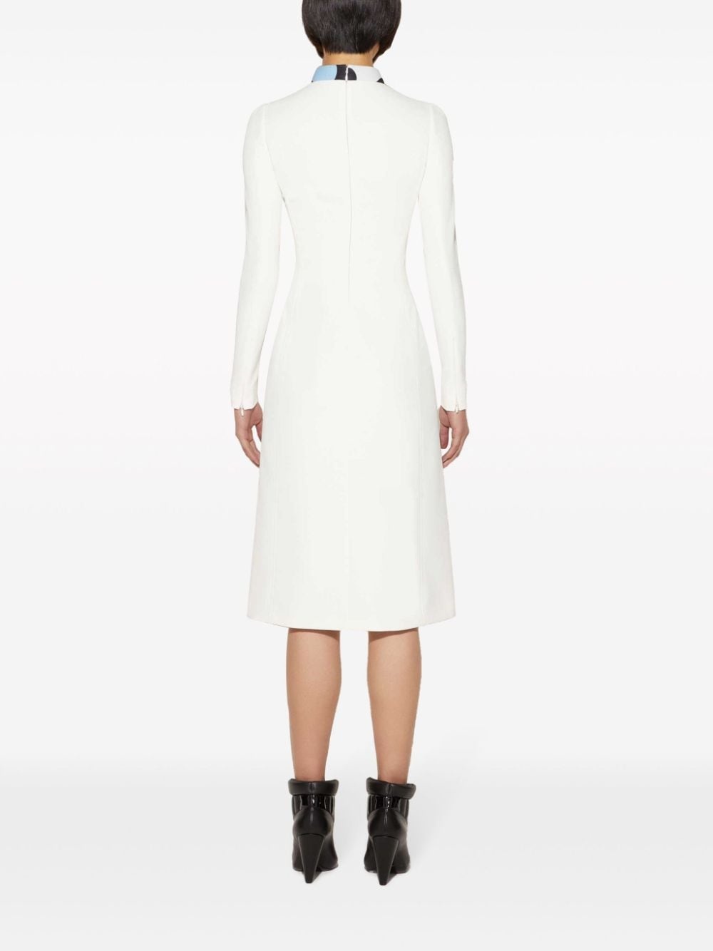 contrast-collar midi dress - 4