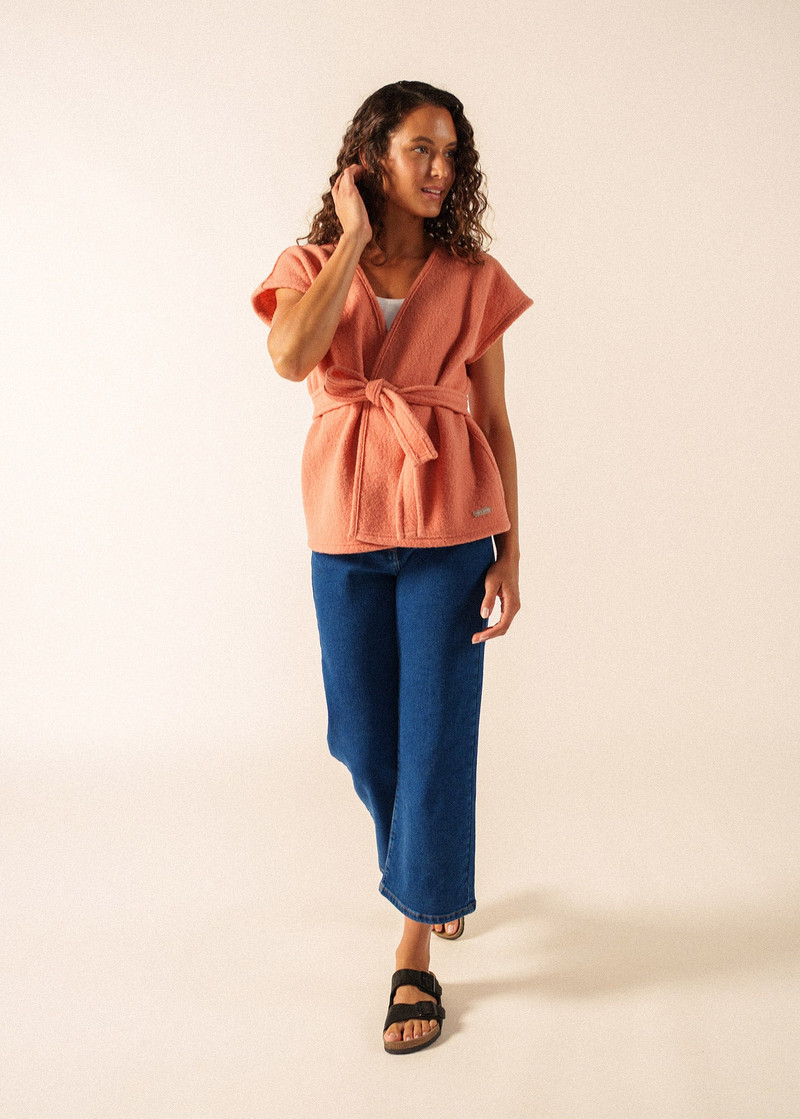 LANDEMER Boiled Wool Sleeveless Kimono Jacket 4