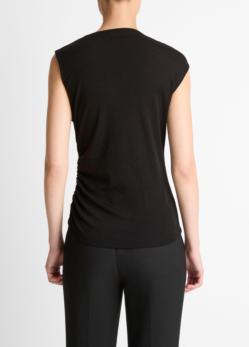 Vince Cinched-Shoulder Wool-Blend Top outlook