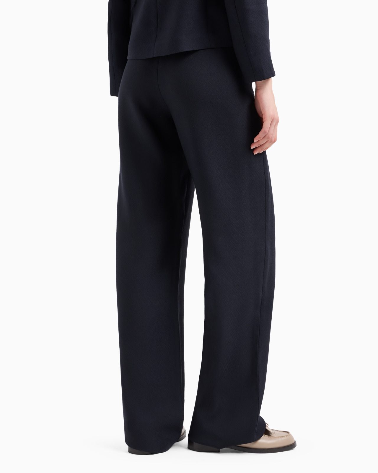 Icon chevron virgin wool blend trousers with an elasticated waist - 3