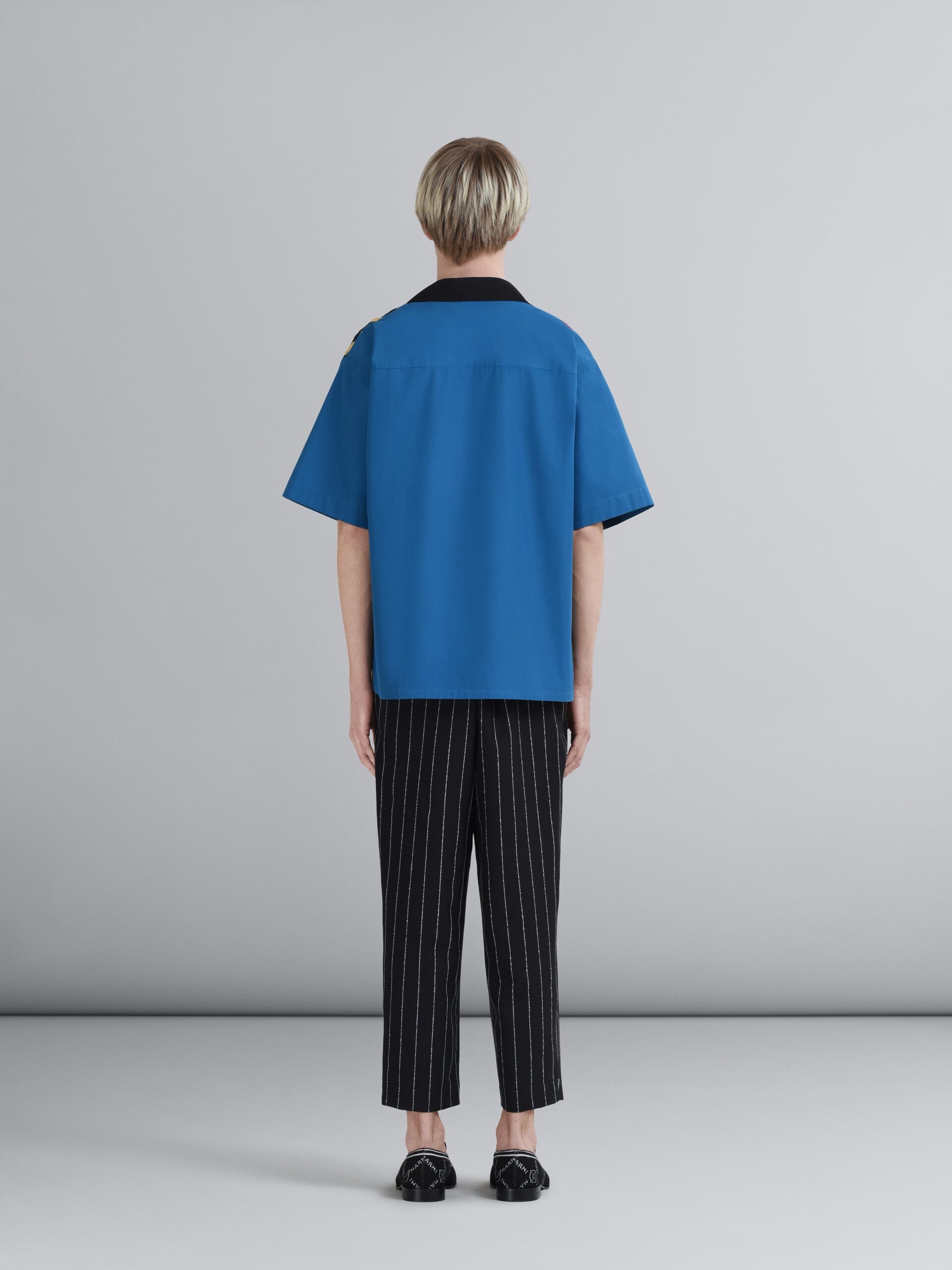 BLACK PINSTRIPED FRESCO WOOL PANTS - 3