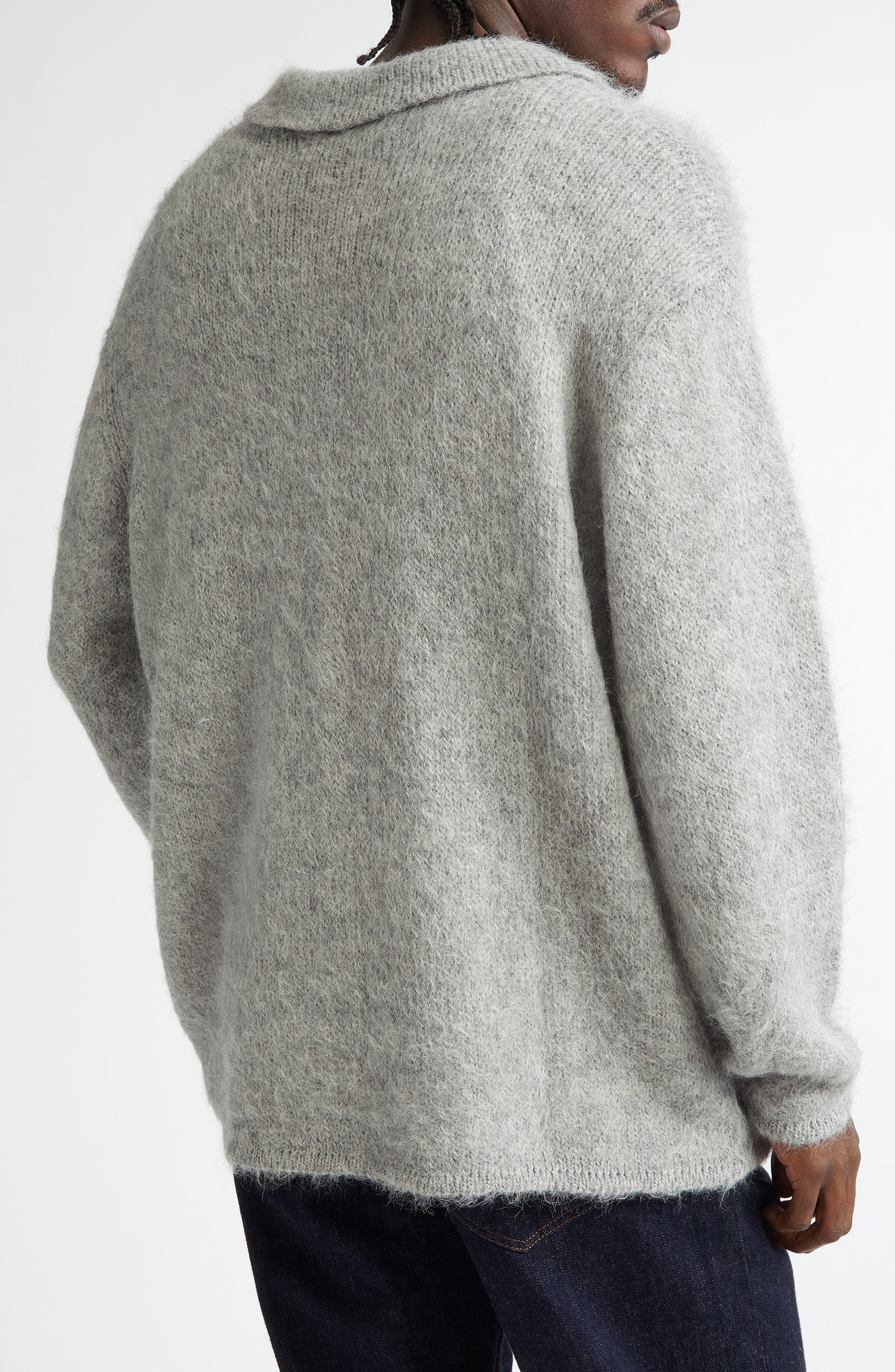 The Elder Statesman Thistle Alpaca Blend Cardigan in 50 Light Grey at Nordstrom - 2