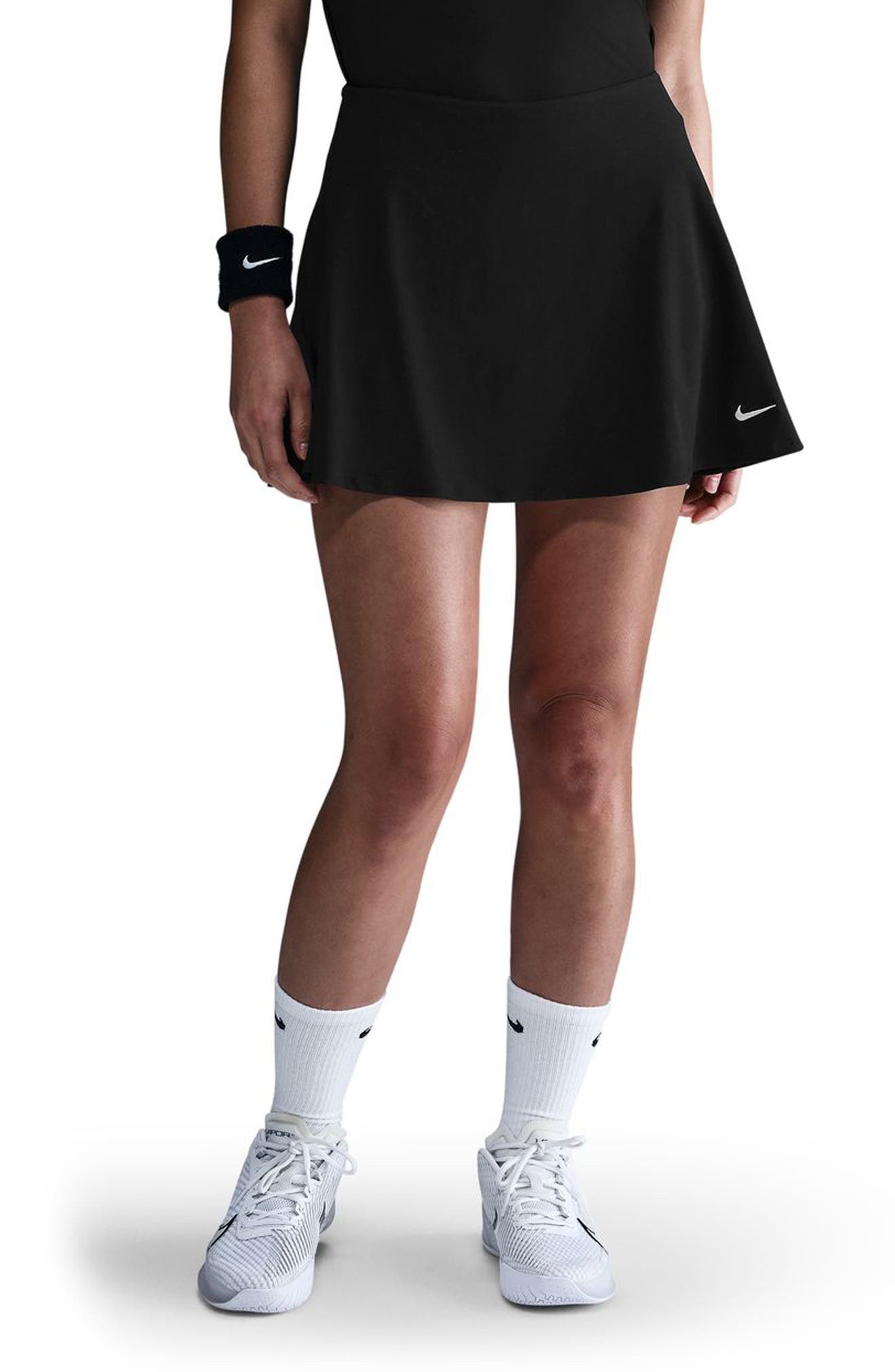 Nike Victory Dri-FIT Mid-Rise Tennis Skort in Black/White at Nordstrom - 1
