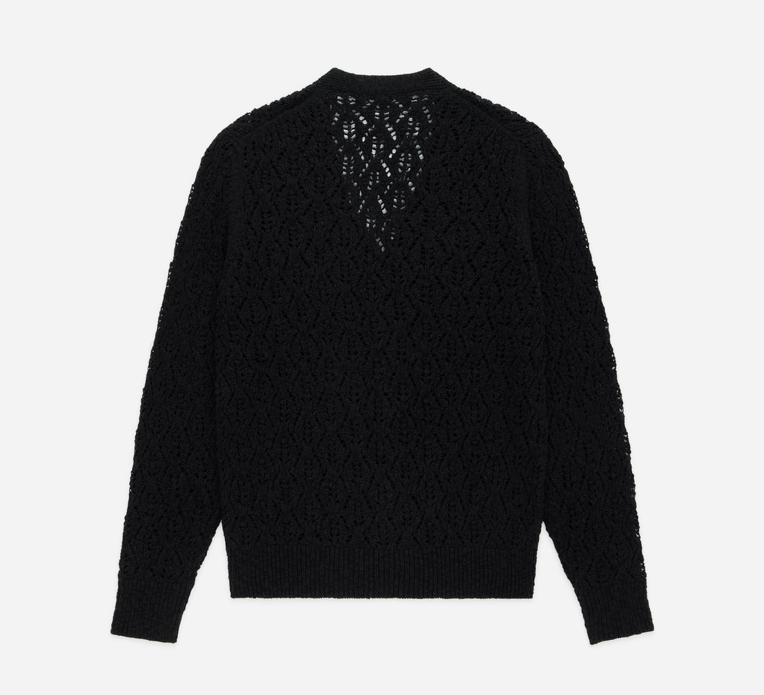 Classic Cardigan - Black Flamme Lace Knit - 2