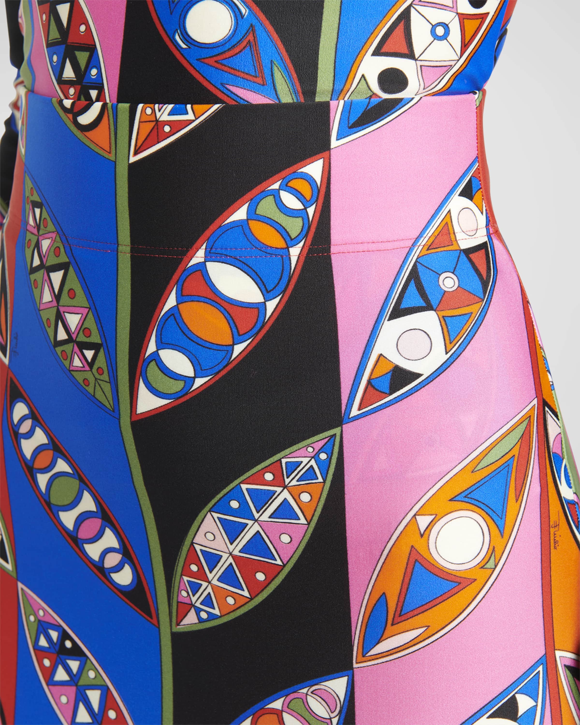 Abstract-Print Fitted Skirt - 4