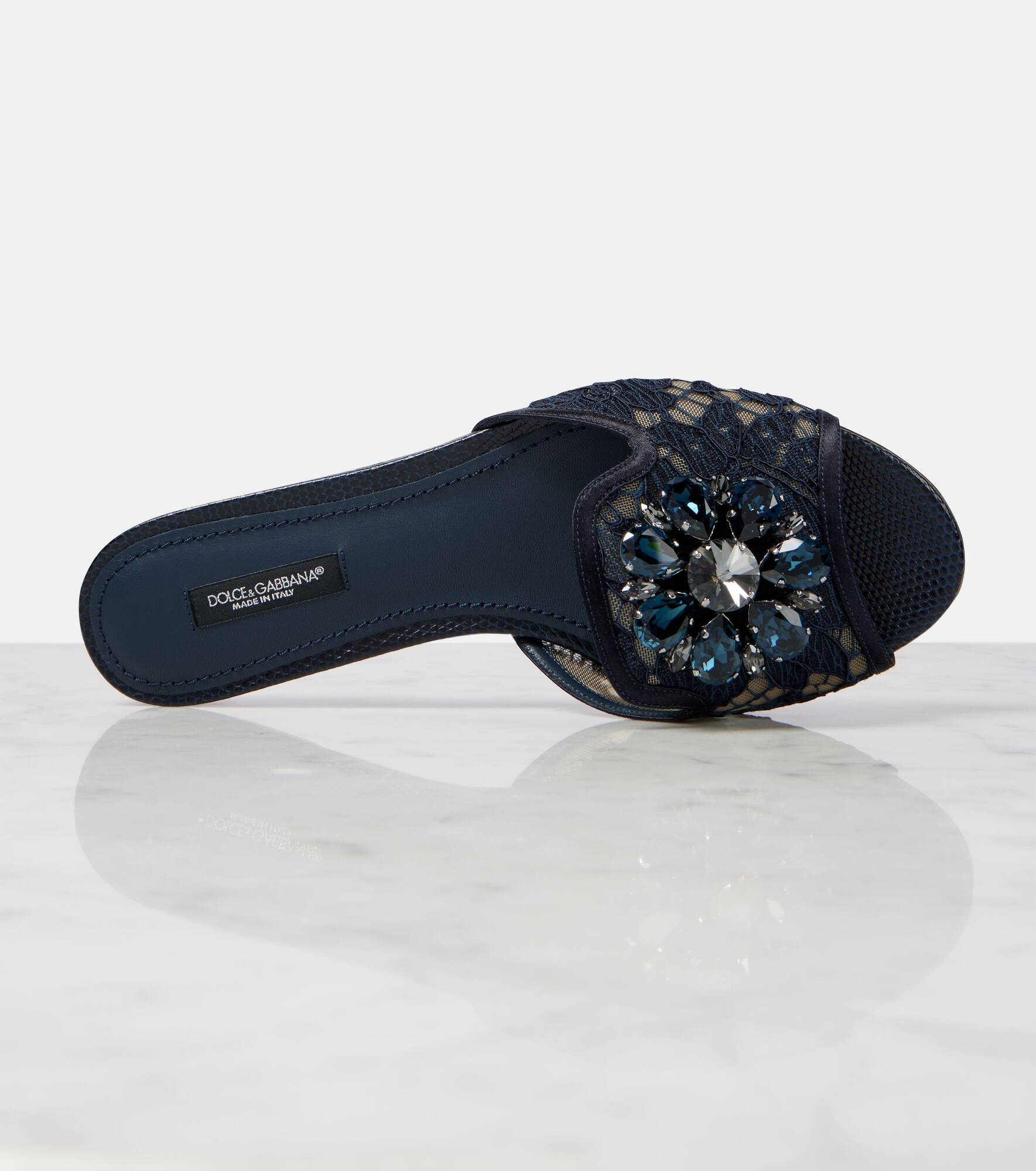 Bianca embellished lace flats - 6