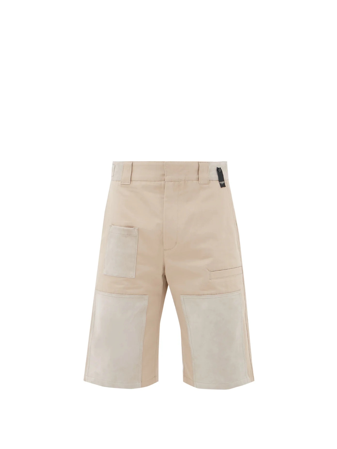 Patchwork suede and twill shorts - 1