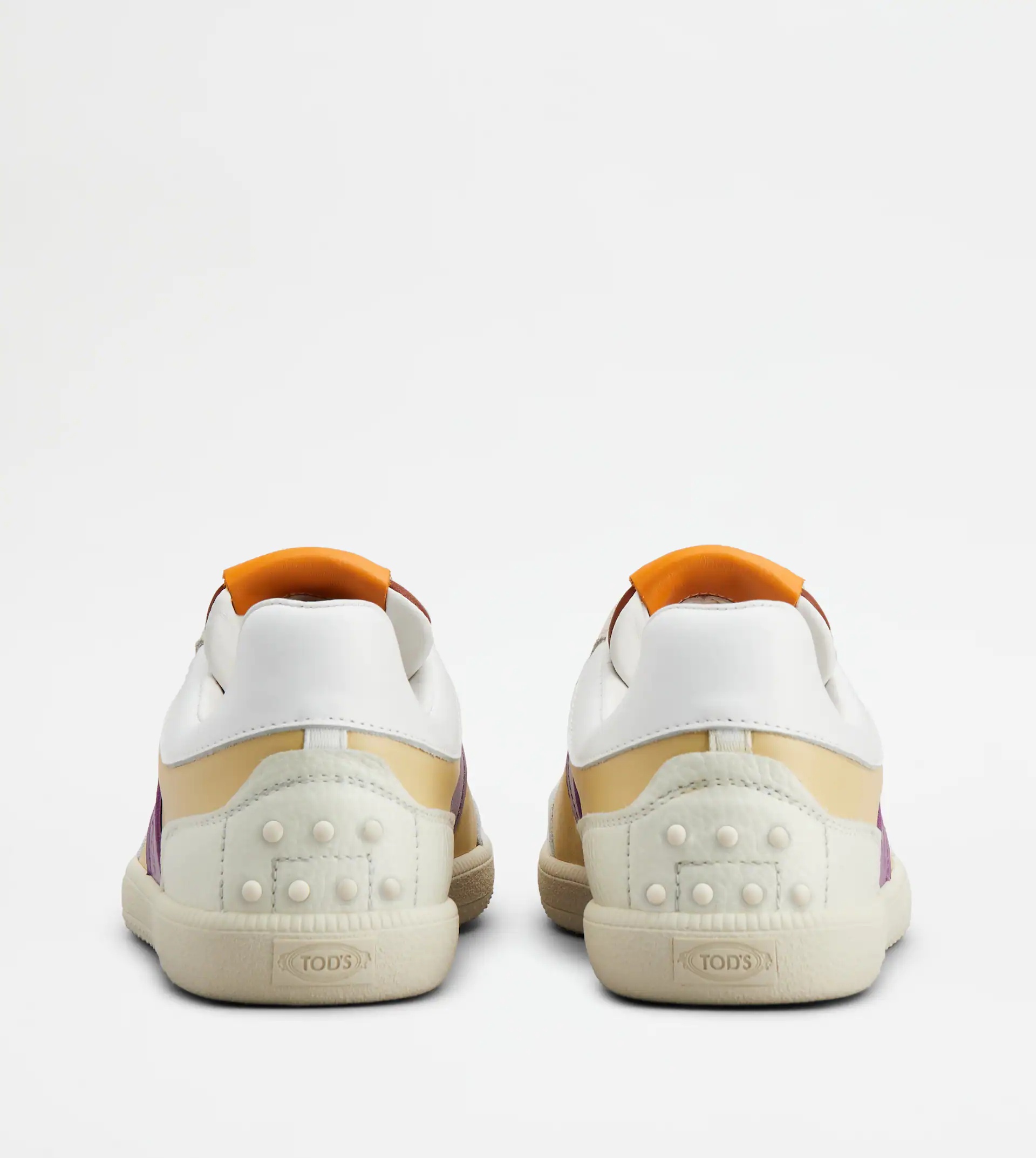 TOD'S TABS SNEAKERS IN LEATHER - OFF WHITE, VIOLET, WHITE - 2