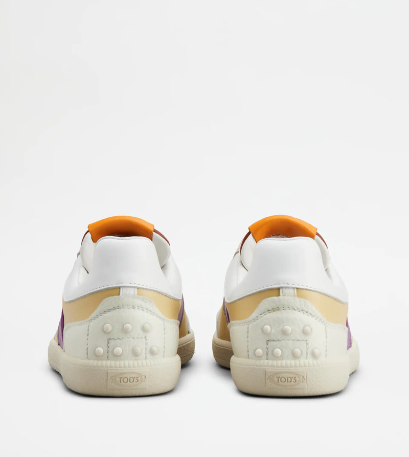 Tod's TOD'S TABS SNEAKERS IN LEATHER - OFF WHITE, VIOLET, WHITE outlook
