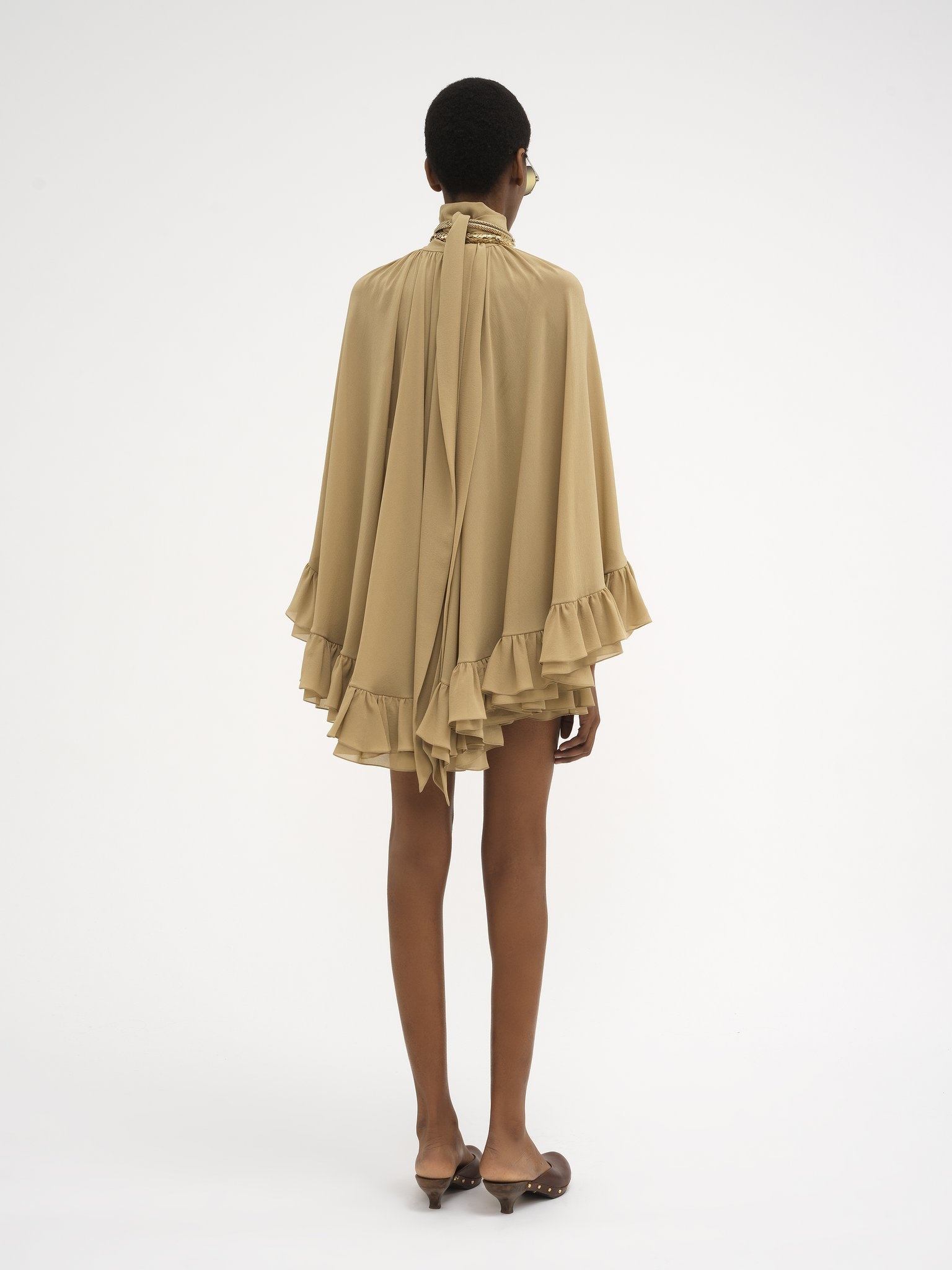 MINI CAPE DRESS IN SILK GEORGETTE - 6