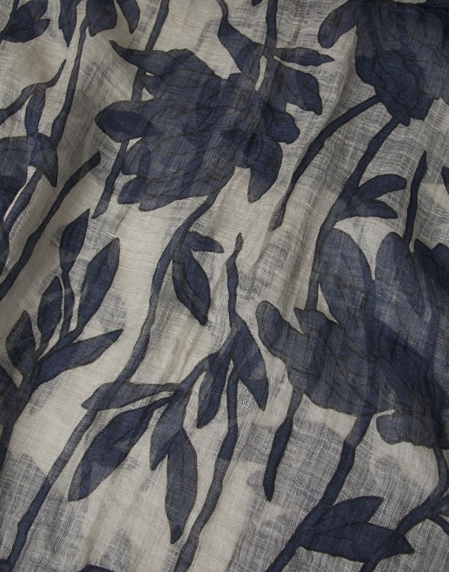 Magnolia print linen scarf - 3