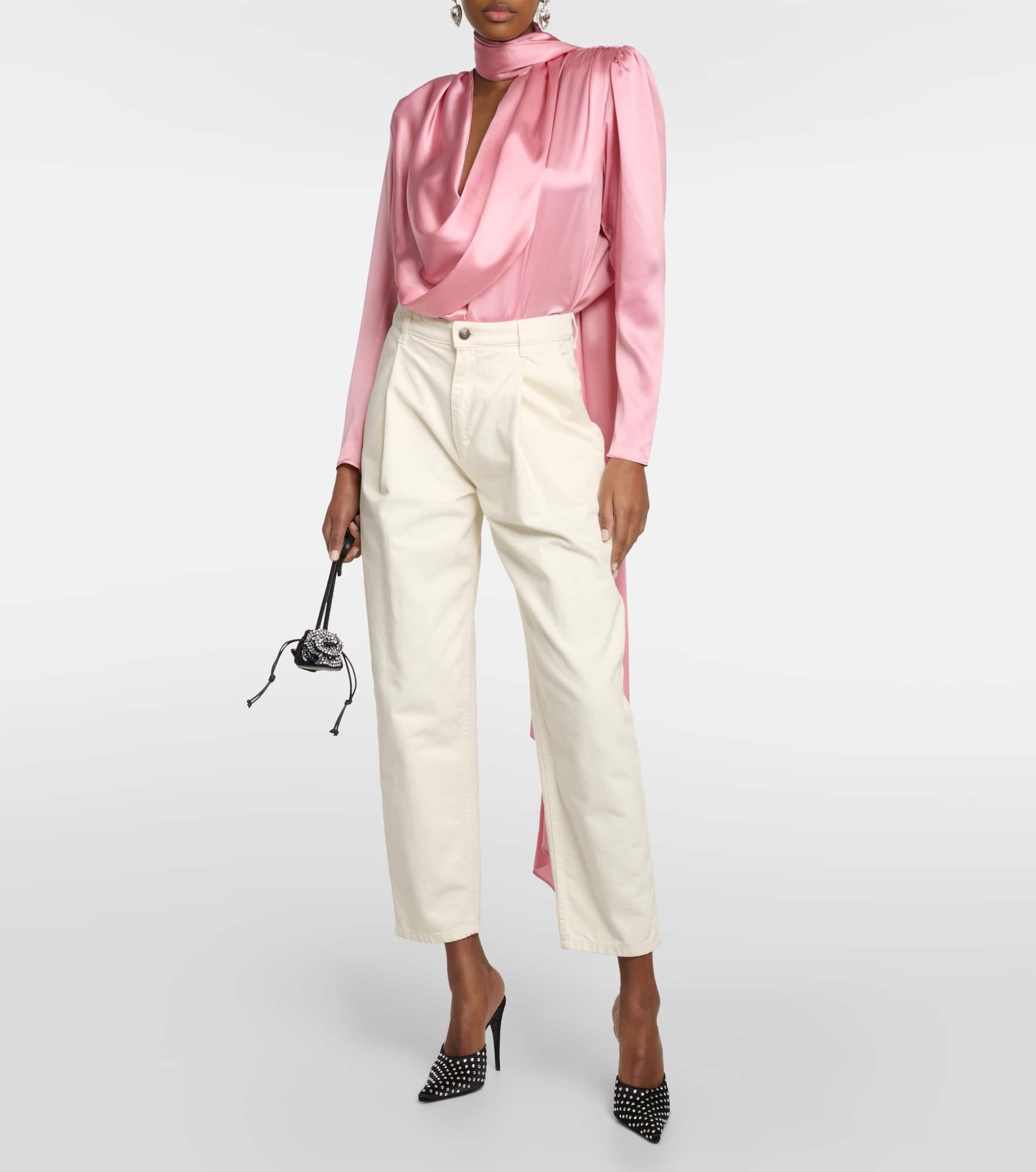 Draped silk-blend blouse - 2