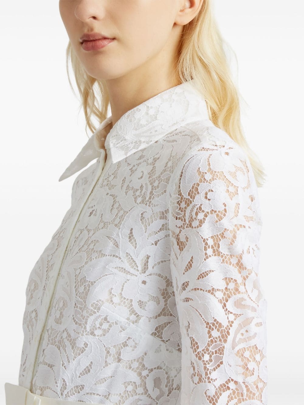 Corinne belted lace shirt dress - 5