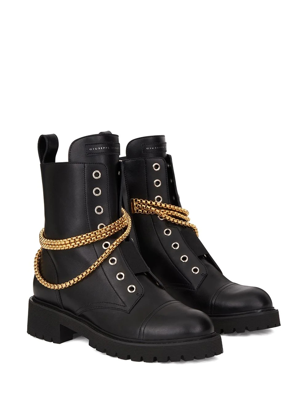 chain-trimmed combat boots - 2