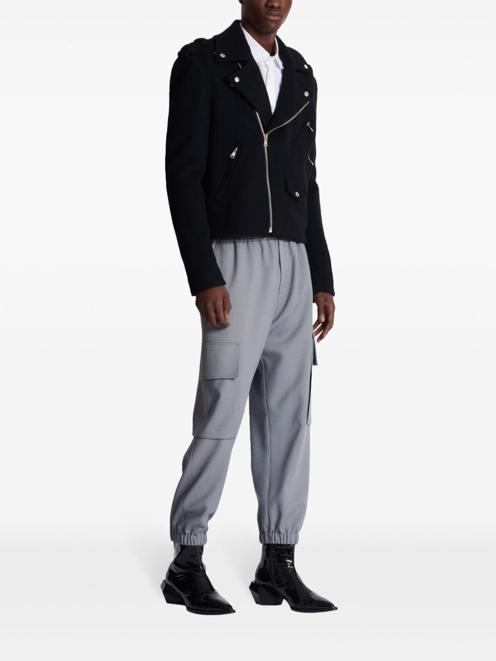 brushed biker jacket - 3