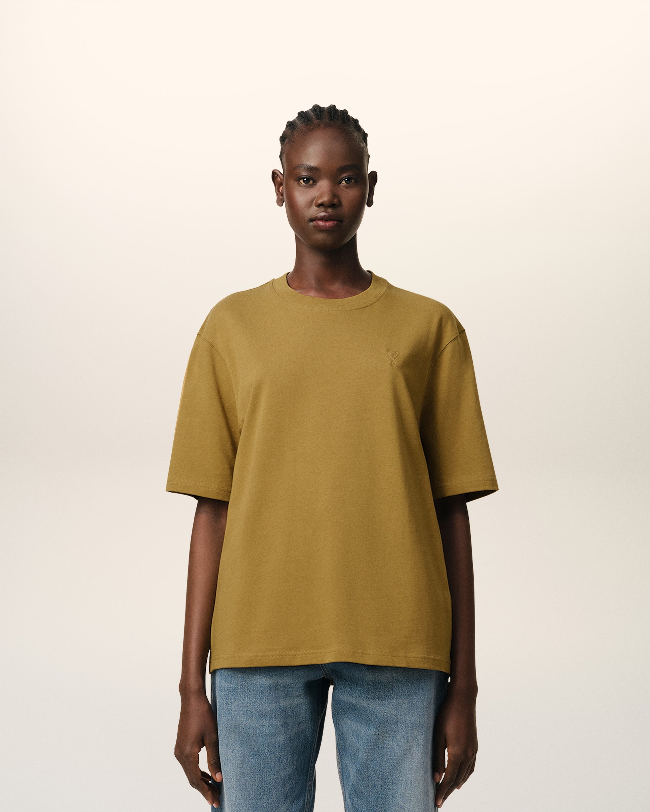 MUSTARD COTTON TONAL AMI DE COEUR T-SHIRT - 2