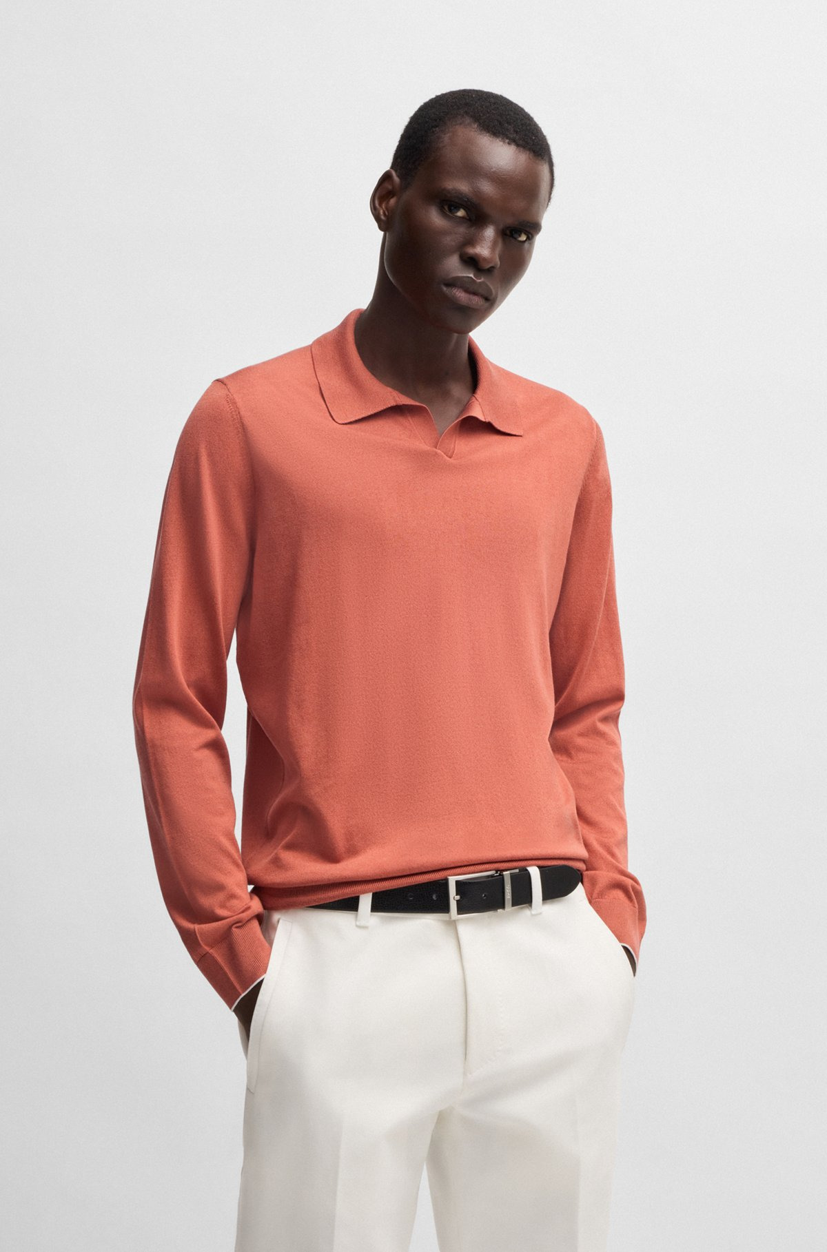 JOHNNY-COLLAR REGULAR-FIT SWEATER IN SILK AND COTTON - 2