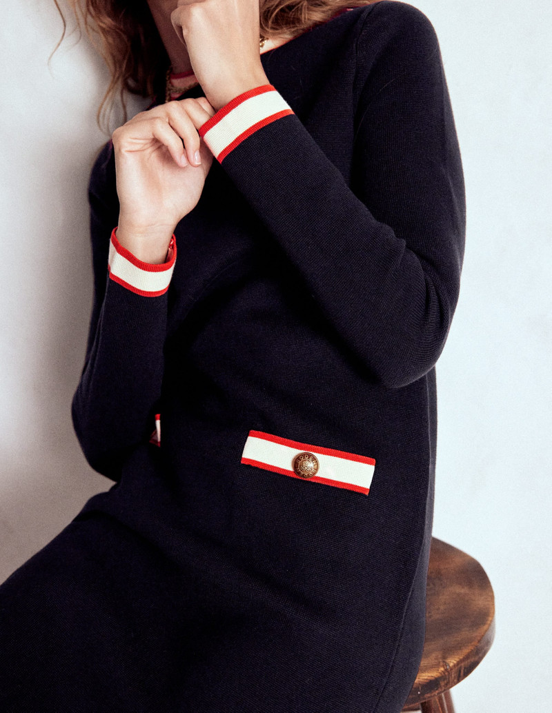 Holly Knitted Shift Dress-Navy 4