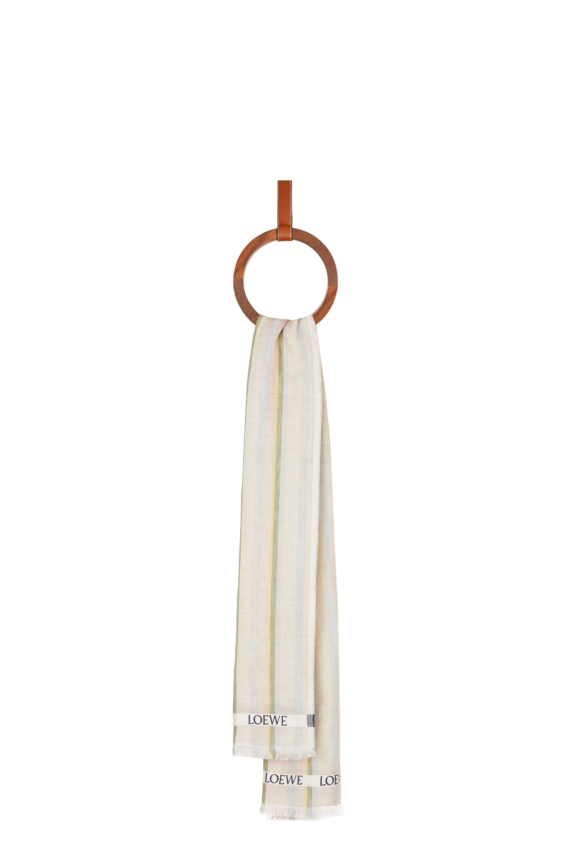 LOEWE scarf in striped linen and silk - 1