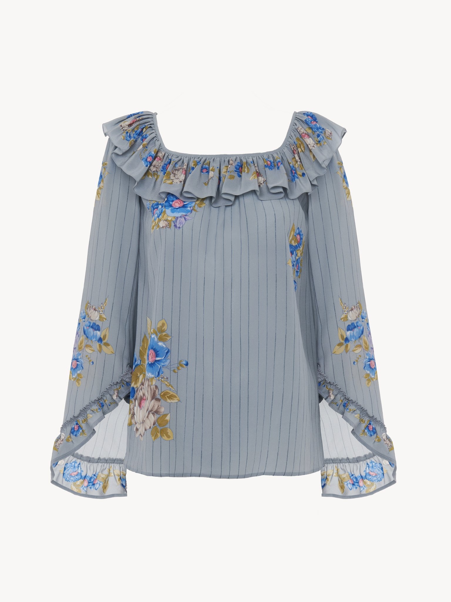 SQUARE-NECK RUFFLE TOP IN CRÊPE DE CHINE - 2