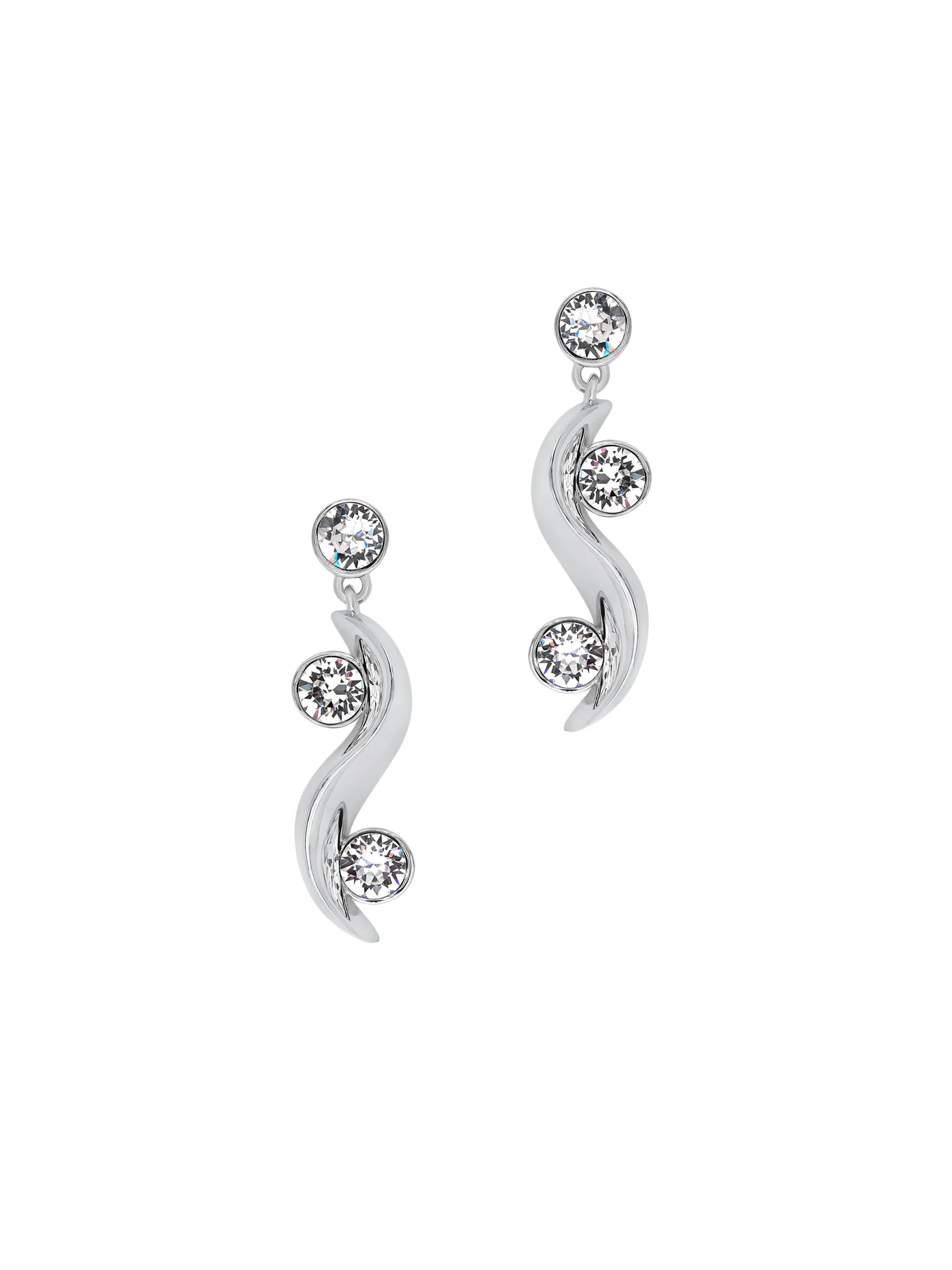 Women's 24K-Gold-Plated & Glass Crystal Wave Drop Earrings - Silver - 1