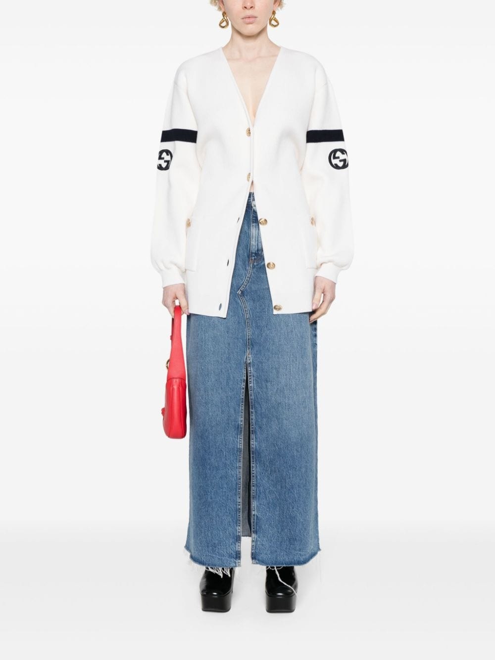 Horsebit-detail denim maxi skirt - 2