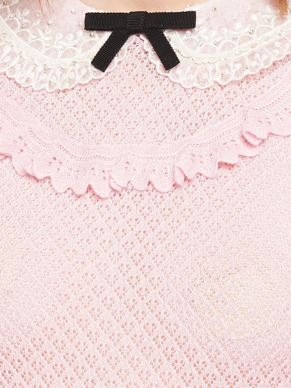 peter pan lace collar knitted top - 5