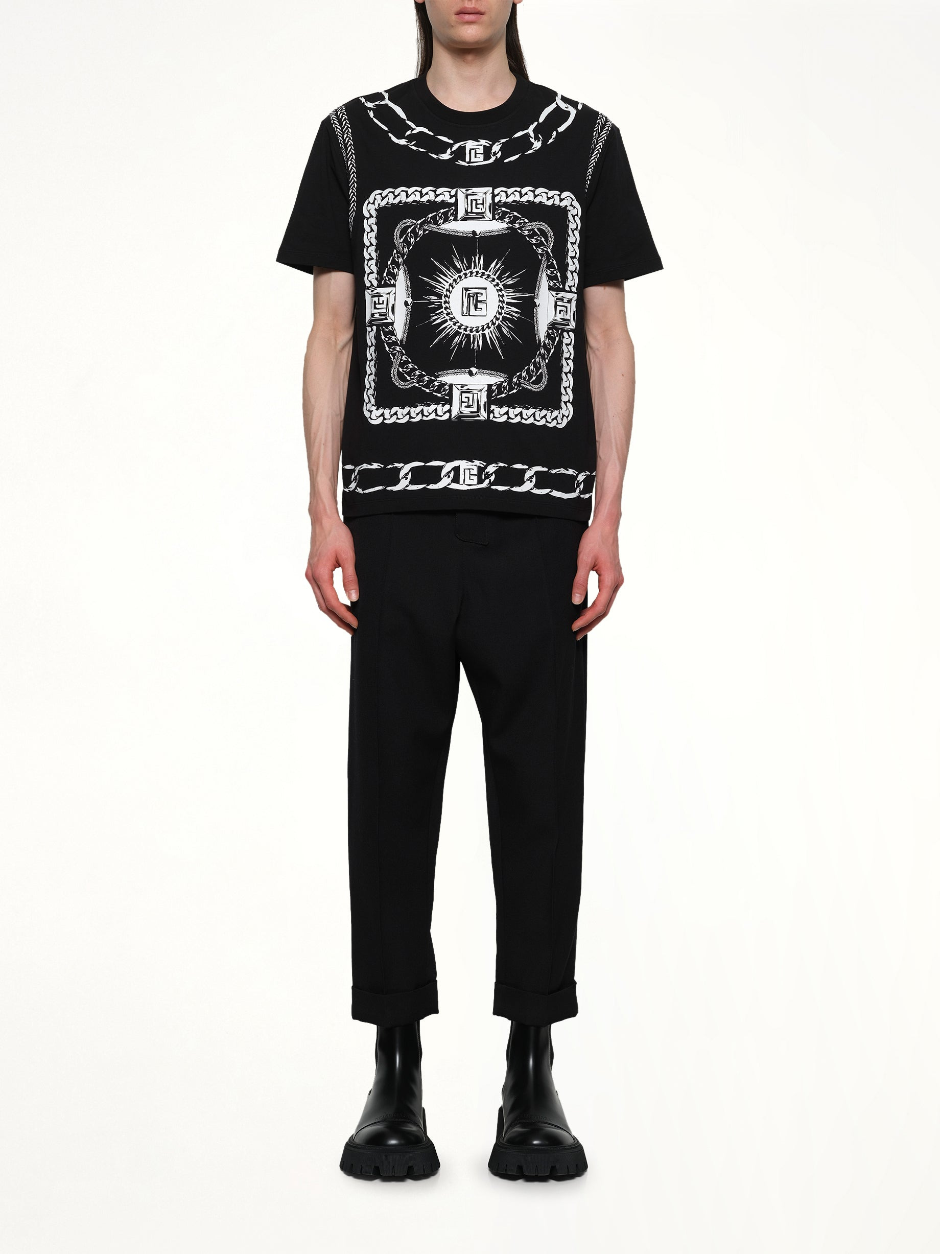 Foulard Print T-Shirt in Black/White - 7