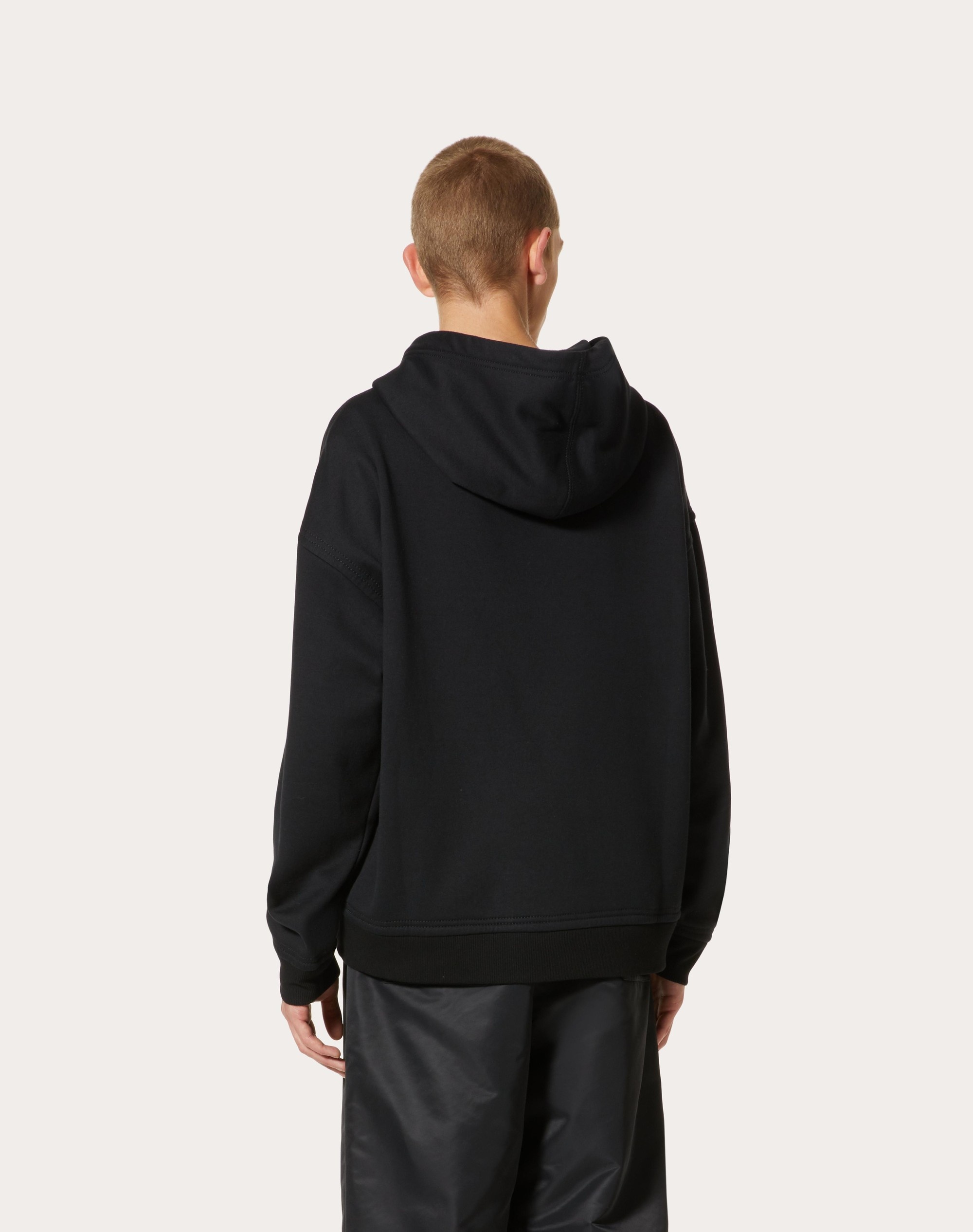 COTTON SWEATSHIRT WITH NYLON PANEL AND STUD DETAIL - 4