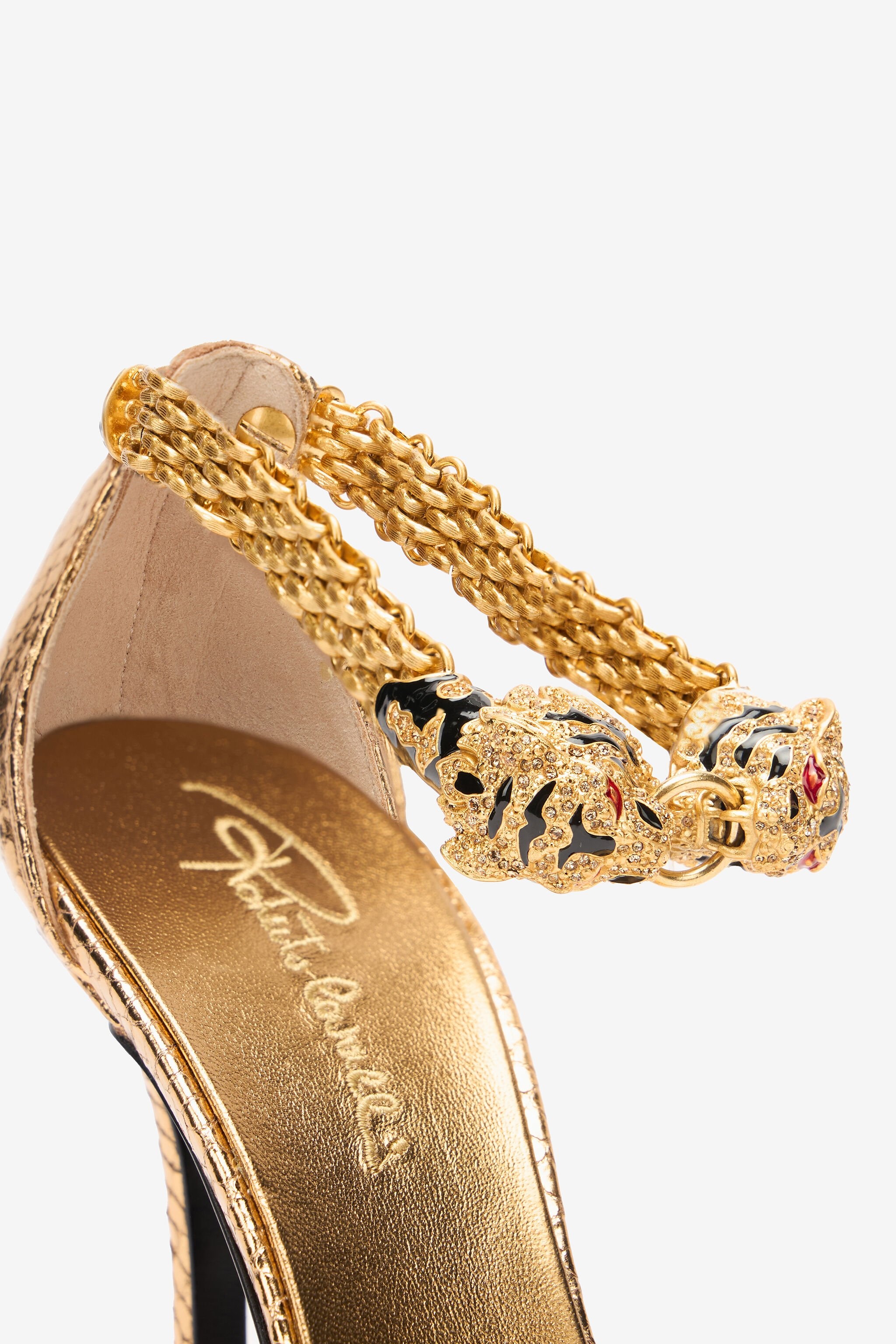 Sandals With Heel And Bejeweled Tigers - 5