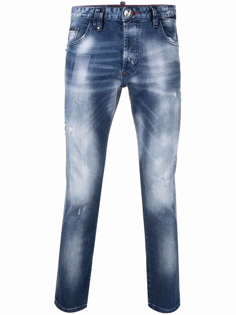 skinny-cut washed jeans - 1