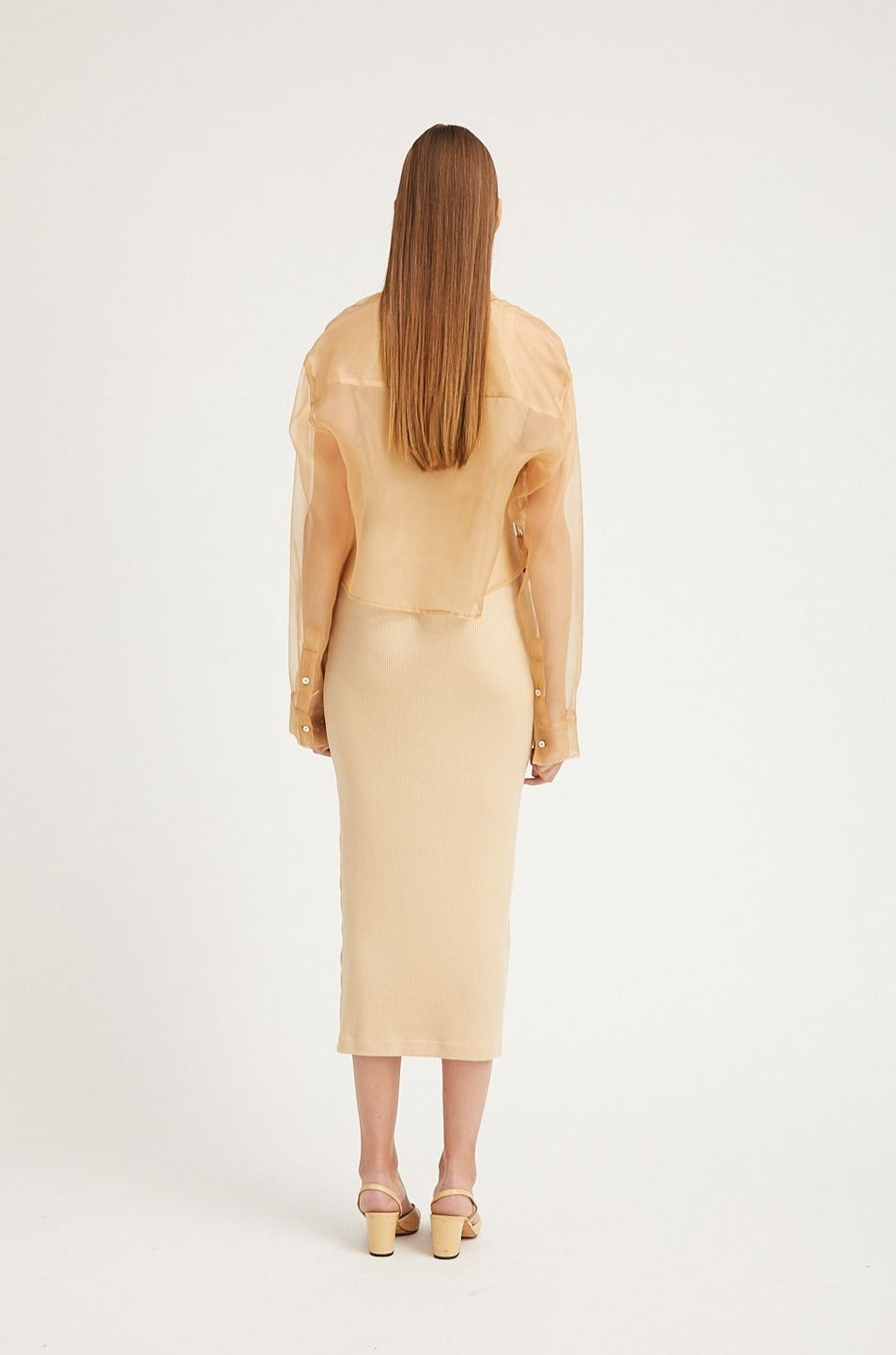 SAHARA ORGANZA CROPPED BUTTON DOWN - 5