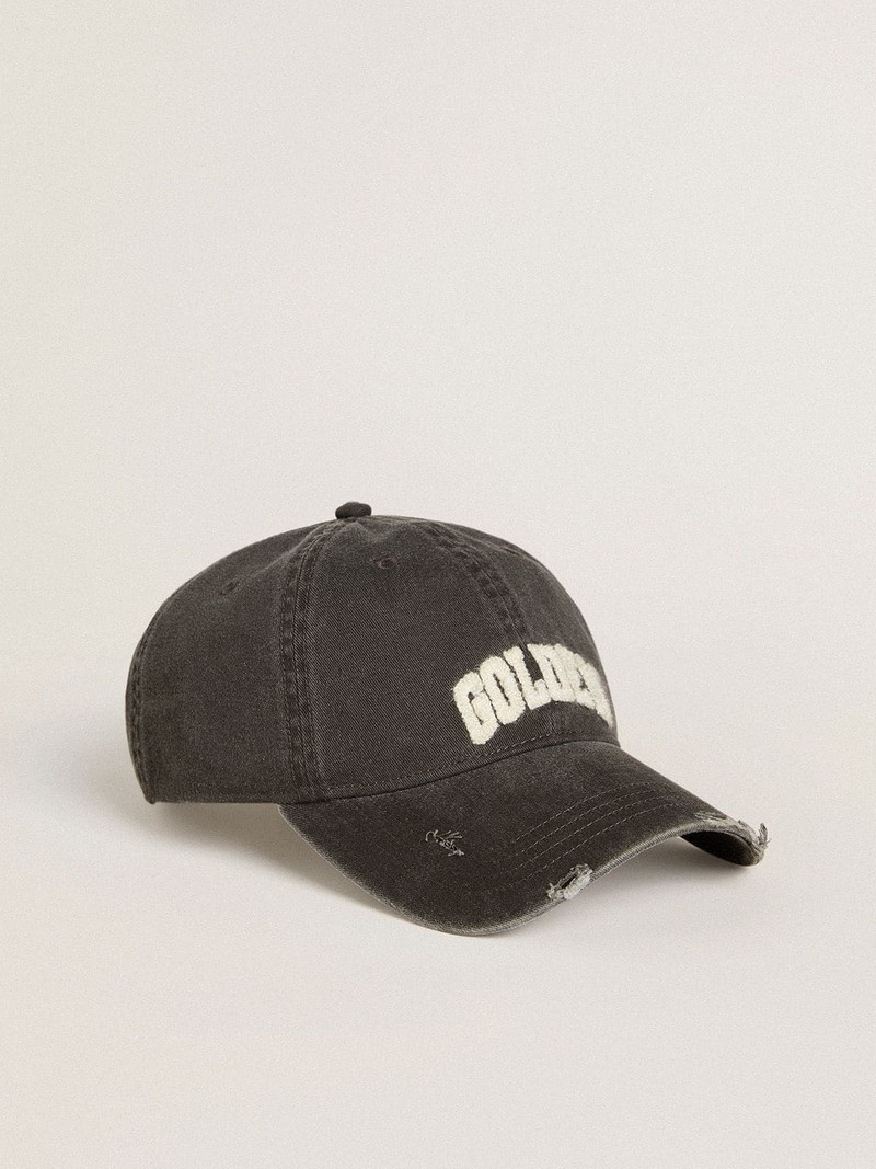 Golden Goose Gray cotton baseball cap with a lived-in finish outlook