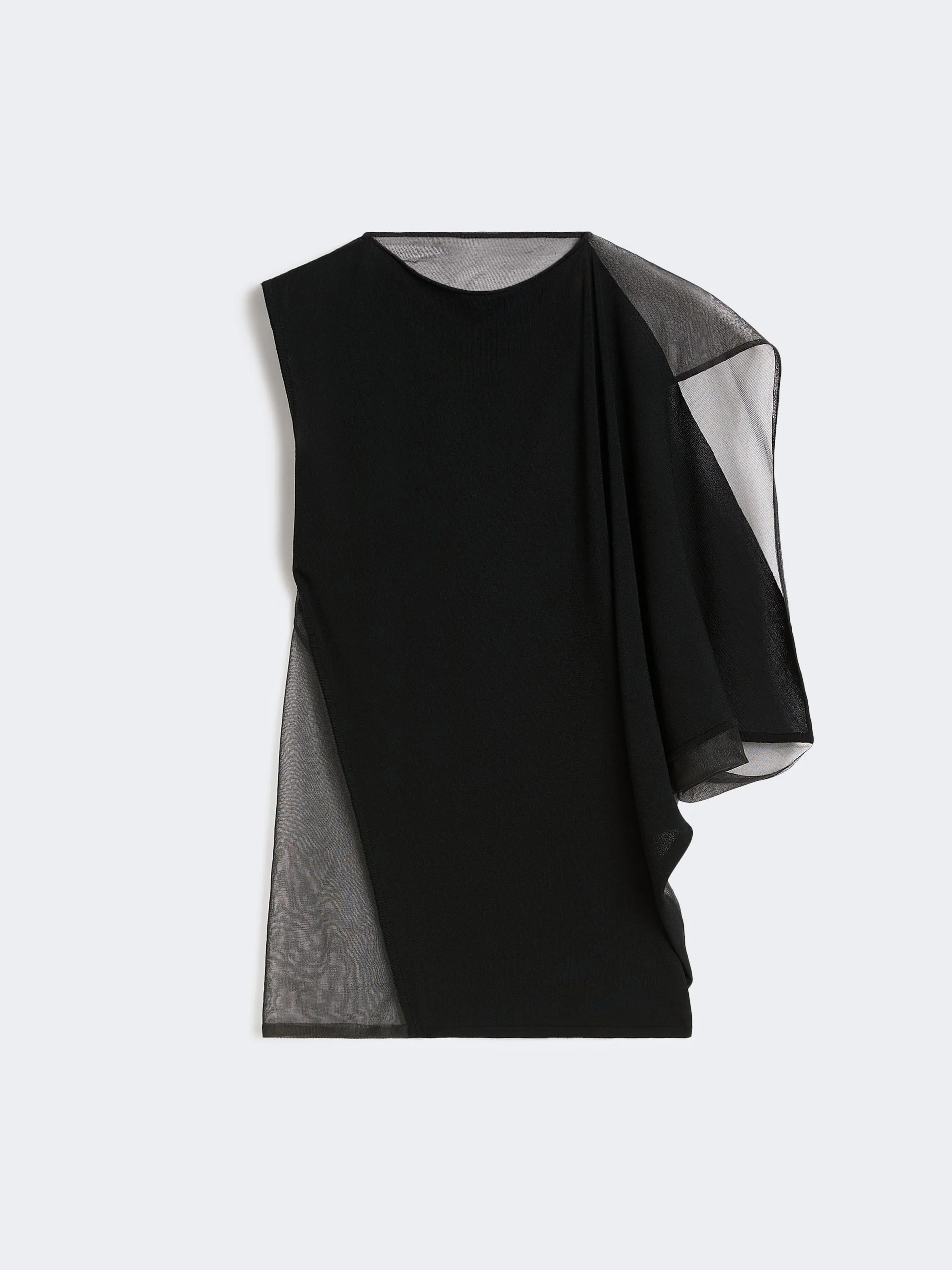 GERANIO Stretch viscose asymmetrical top - BLACK - 1
