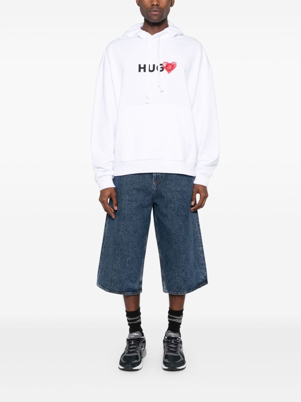 heart-print cotton hoodie - 2