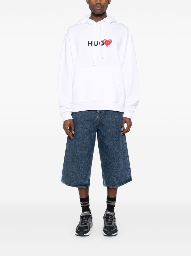 HUGO heart-print cotton hoodie outlook