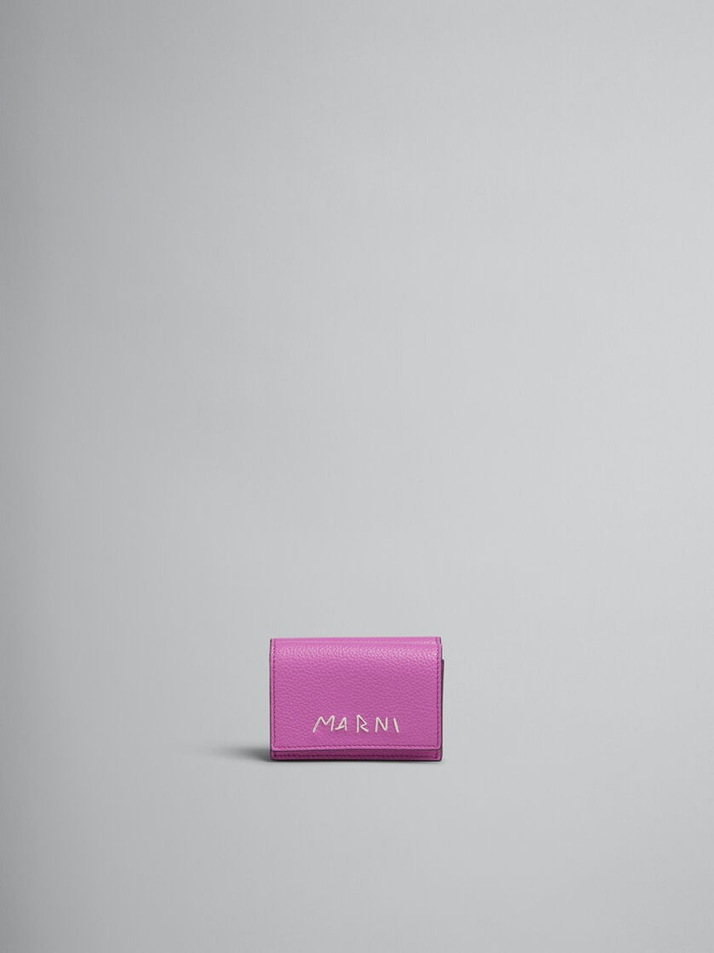 PINK LEATHER TRIFOLD WALLET WITH MARNI MENDING 1