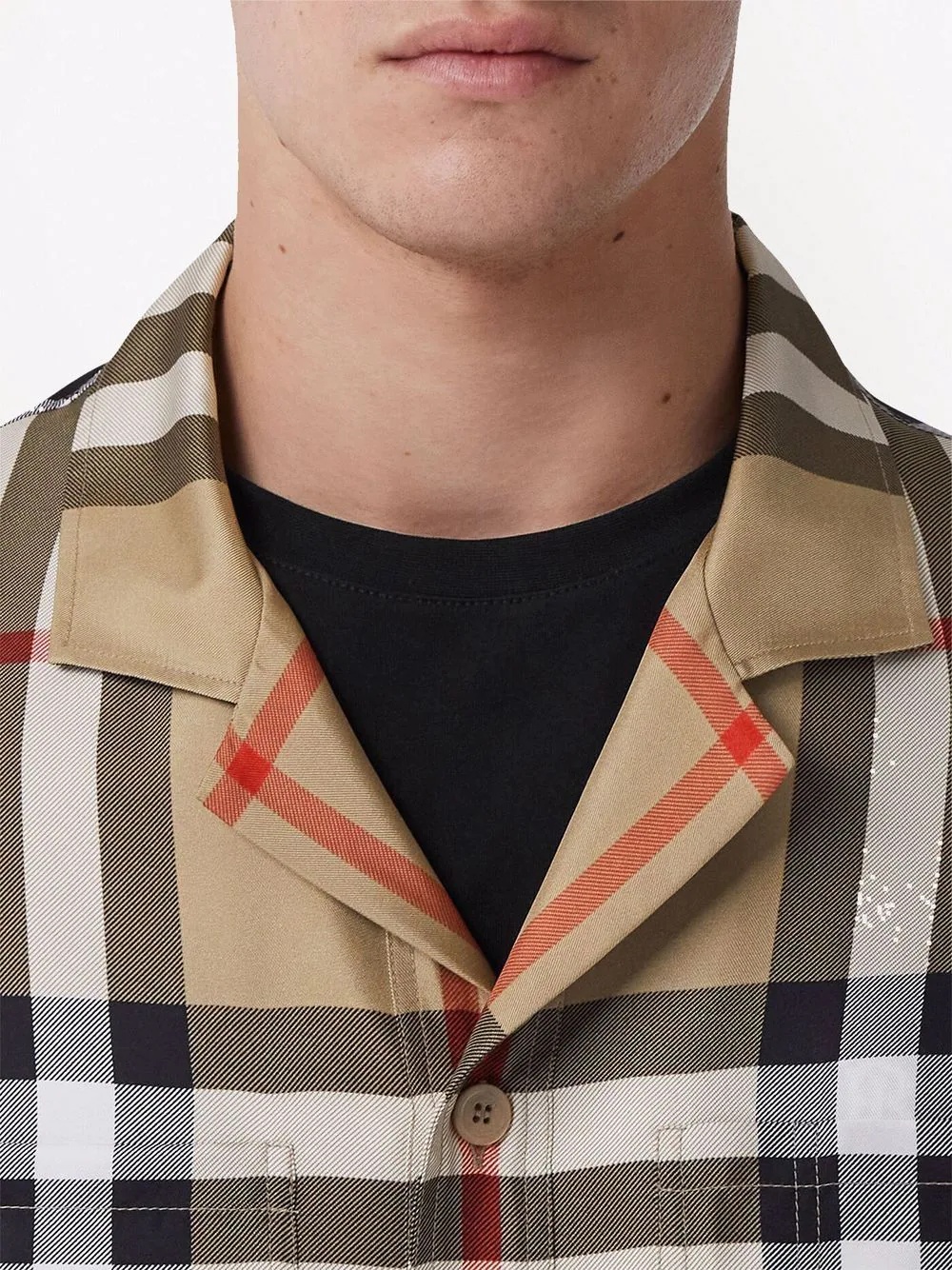 short-sleeve check silk shirt - 5