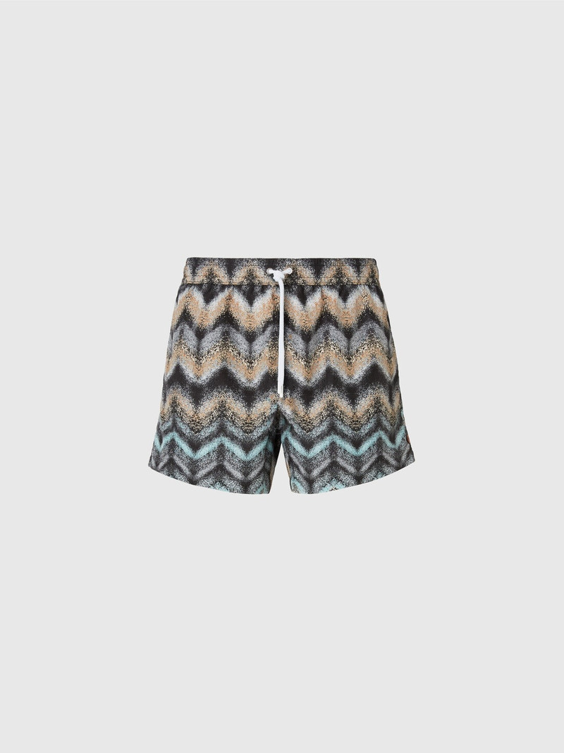 Airbrush-effect zig zag print swim shorts 1