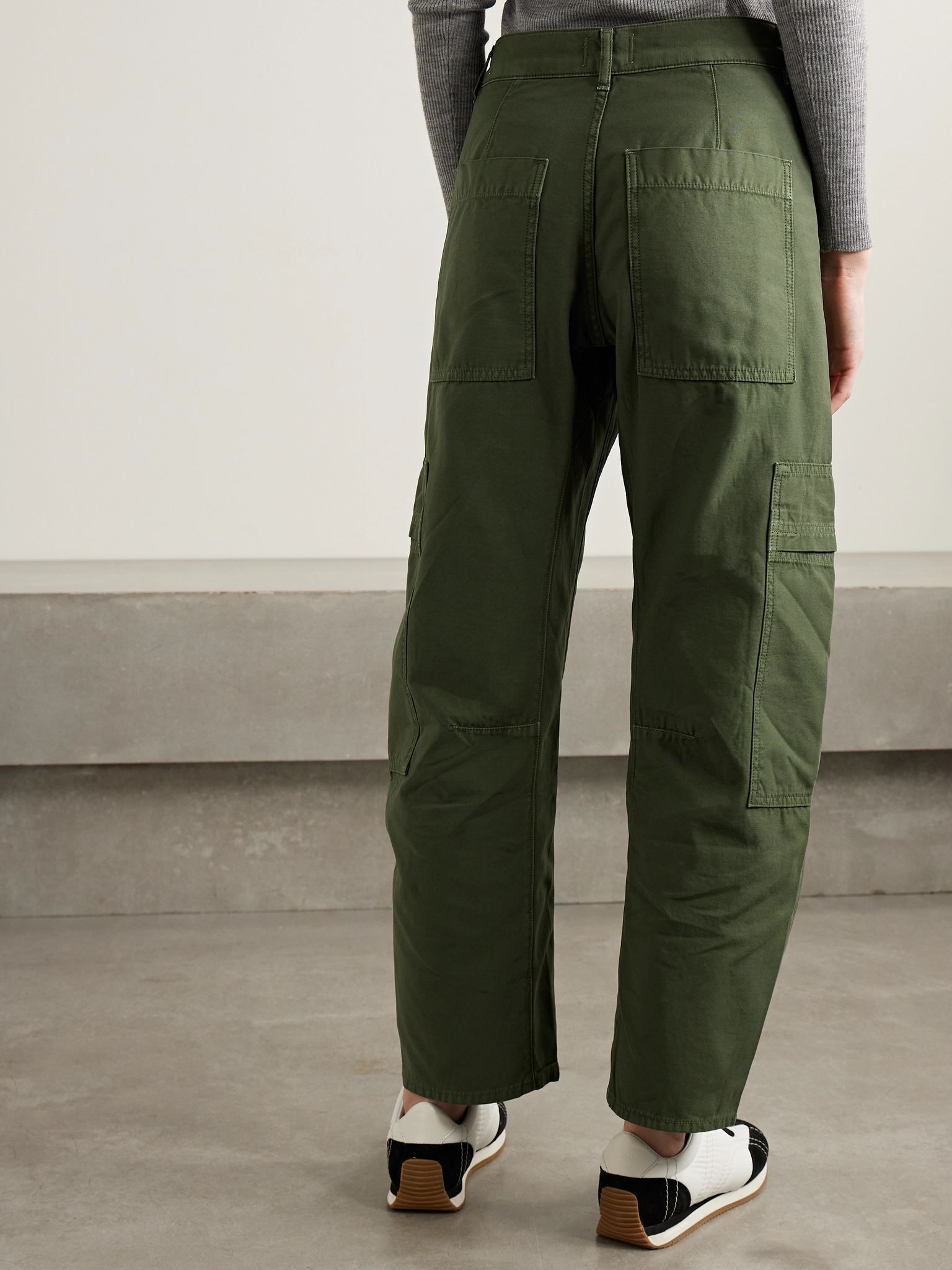 Marcelle cotton tapered cargo pants Army green - 3