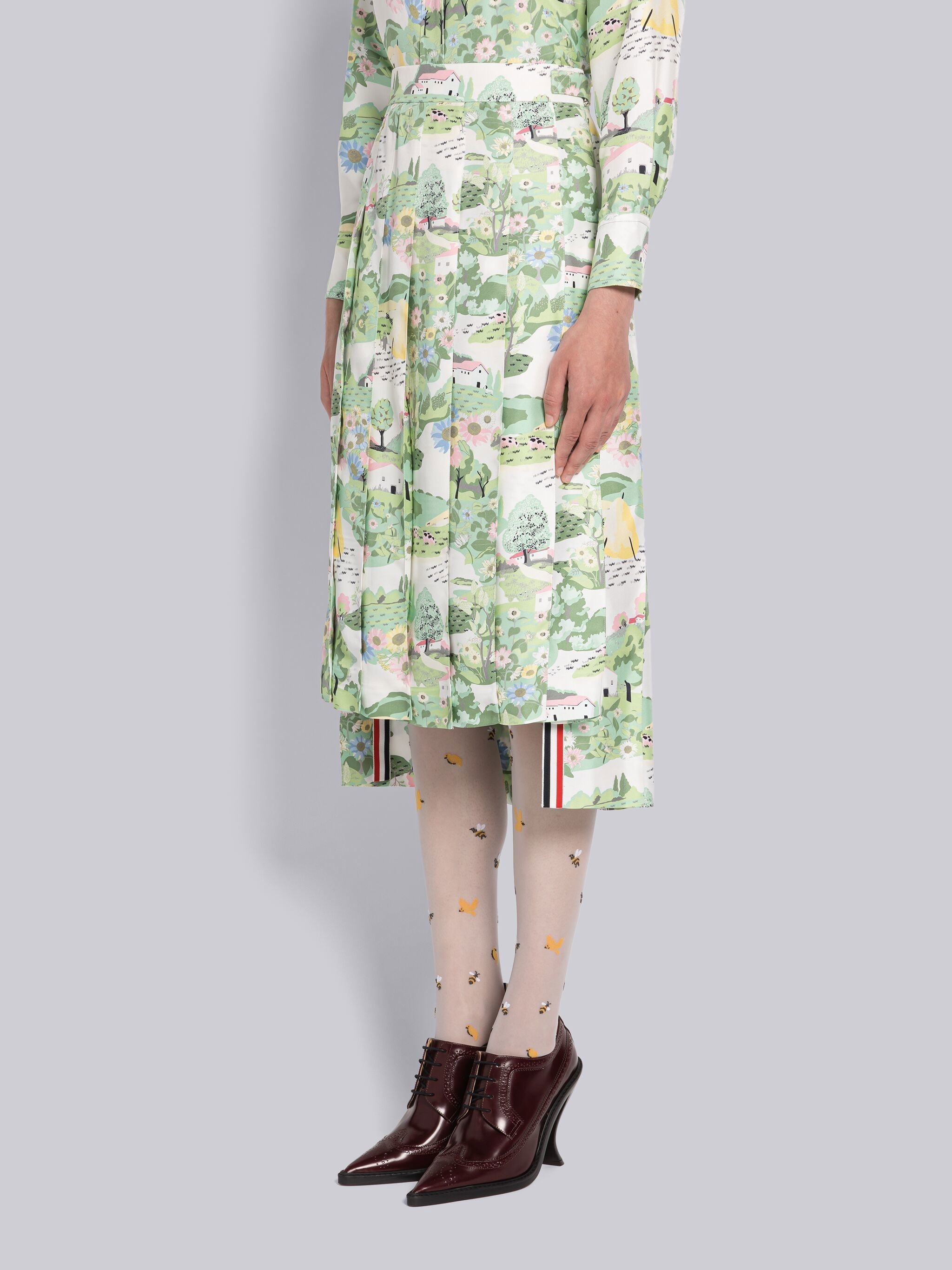 Scenic Silk Twill Pleated Skirt - 2