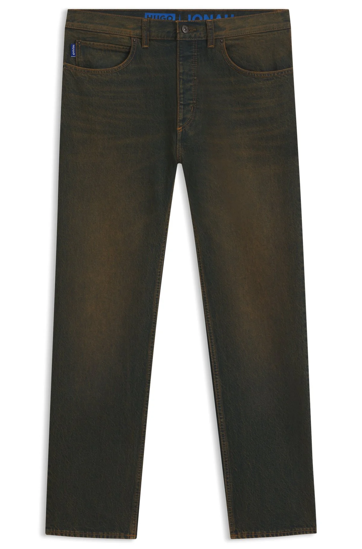 REGULAR-FIT JEANS IN GREEN-CAST RIGID DENIM - 1