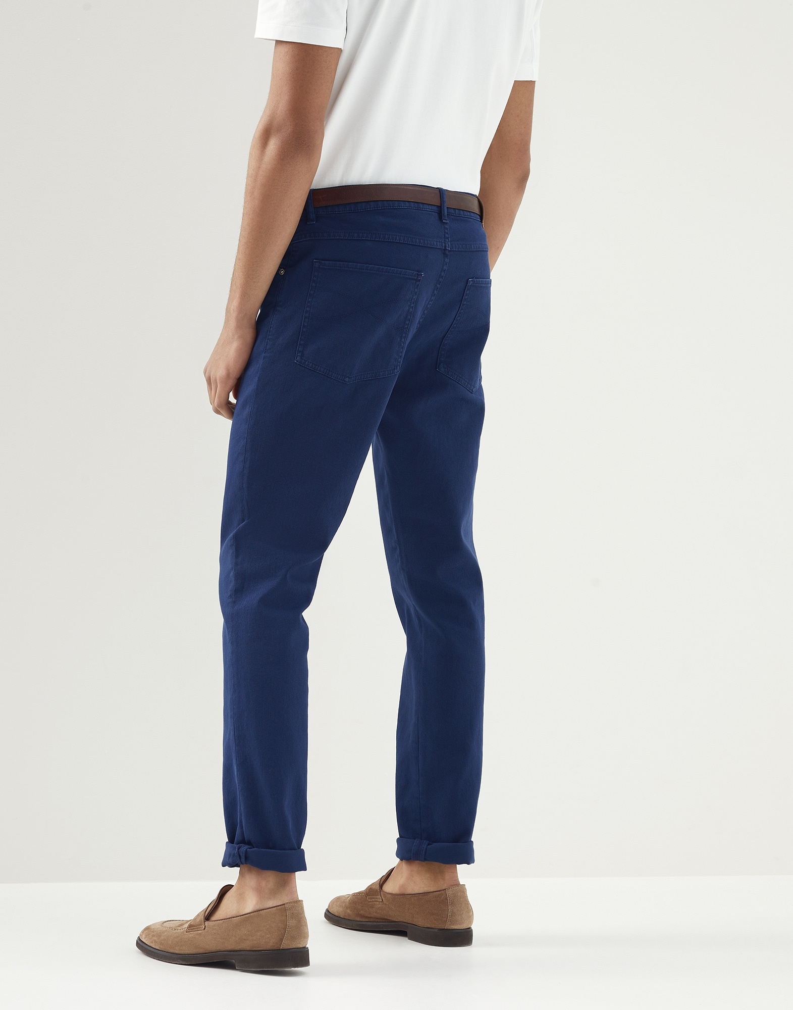 Lightweight dyed denim slim fit five-pocket trousers - 2